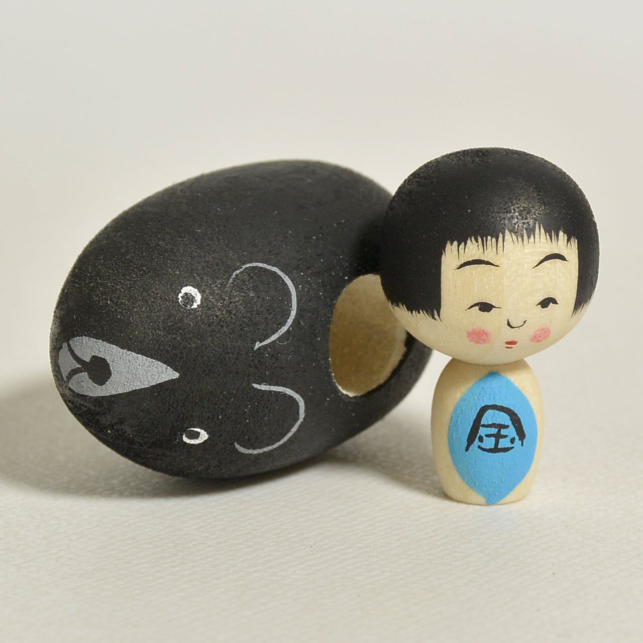 くま乗り金太郎ちゃんこけし 約1.5寸 約4.5m 鈴木明 工人（作並系