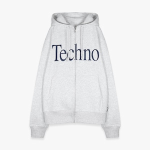 ICE & TECHNO 26AW TECHNO LOGOTYPE ZIP HOOD (LT.GRAY)