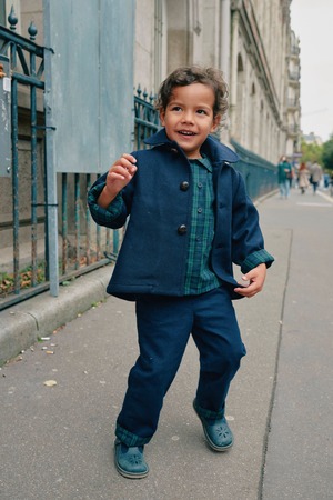 【予約/送料無料】5y-8y / Pants LEBON - blue reversible / Maison Marelle