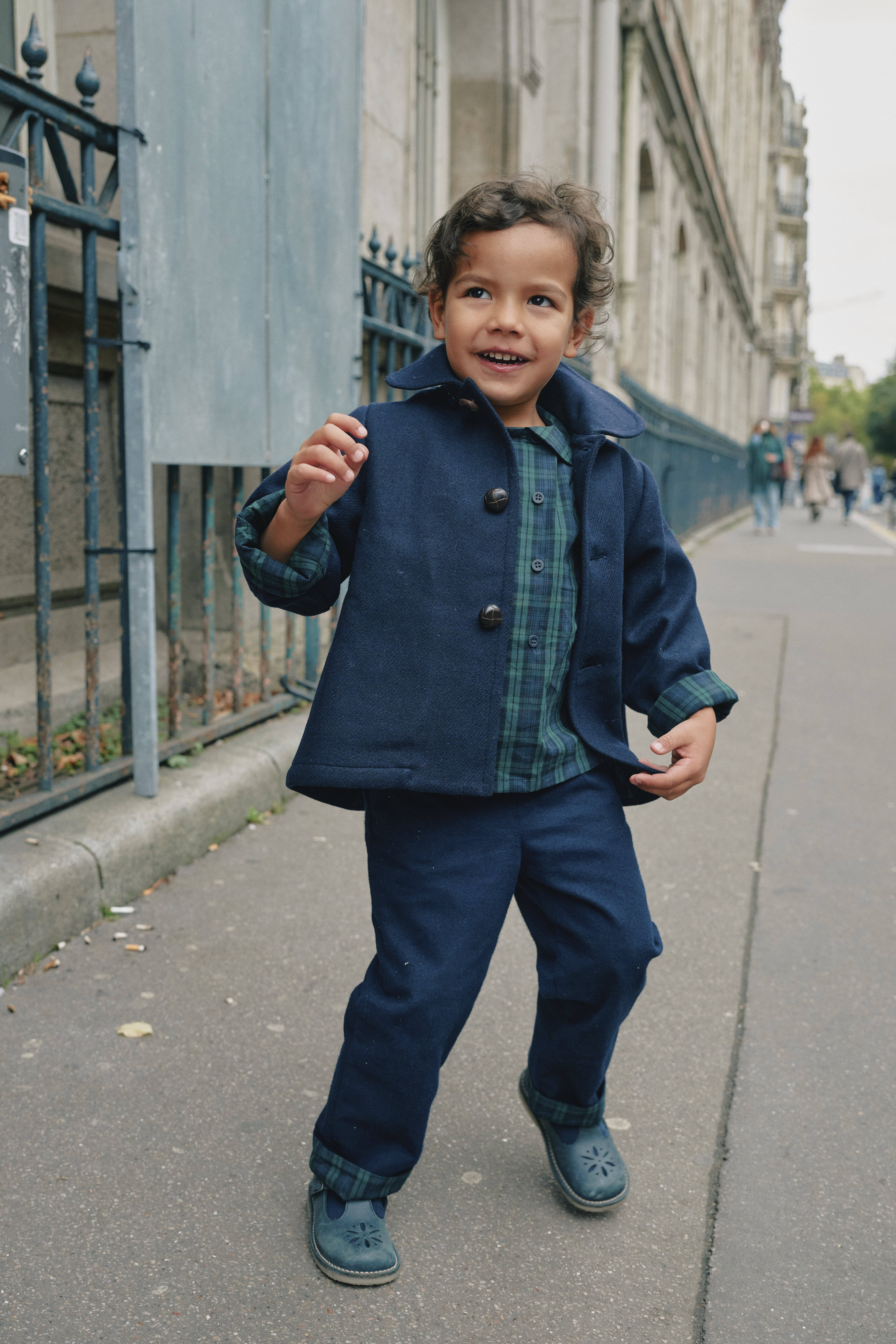 【予約/送料無料】5y-8y / Pants LEBON - blue reversible / Maison Marelle
