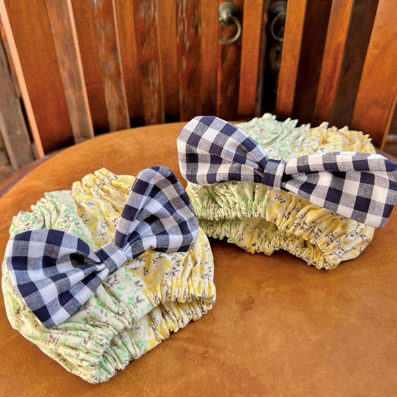 リバティプリントスヌード_ギンガムチェックビッグリボン