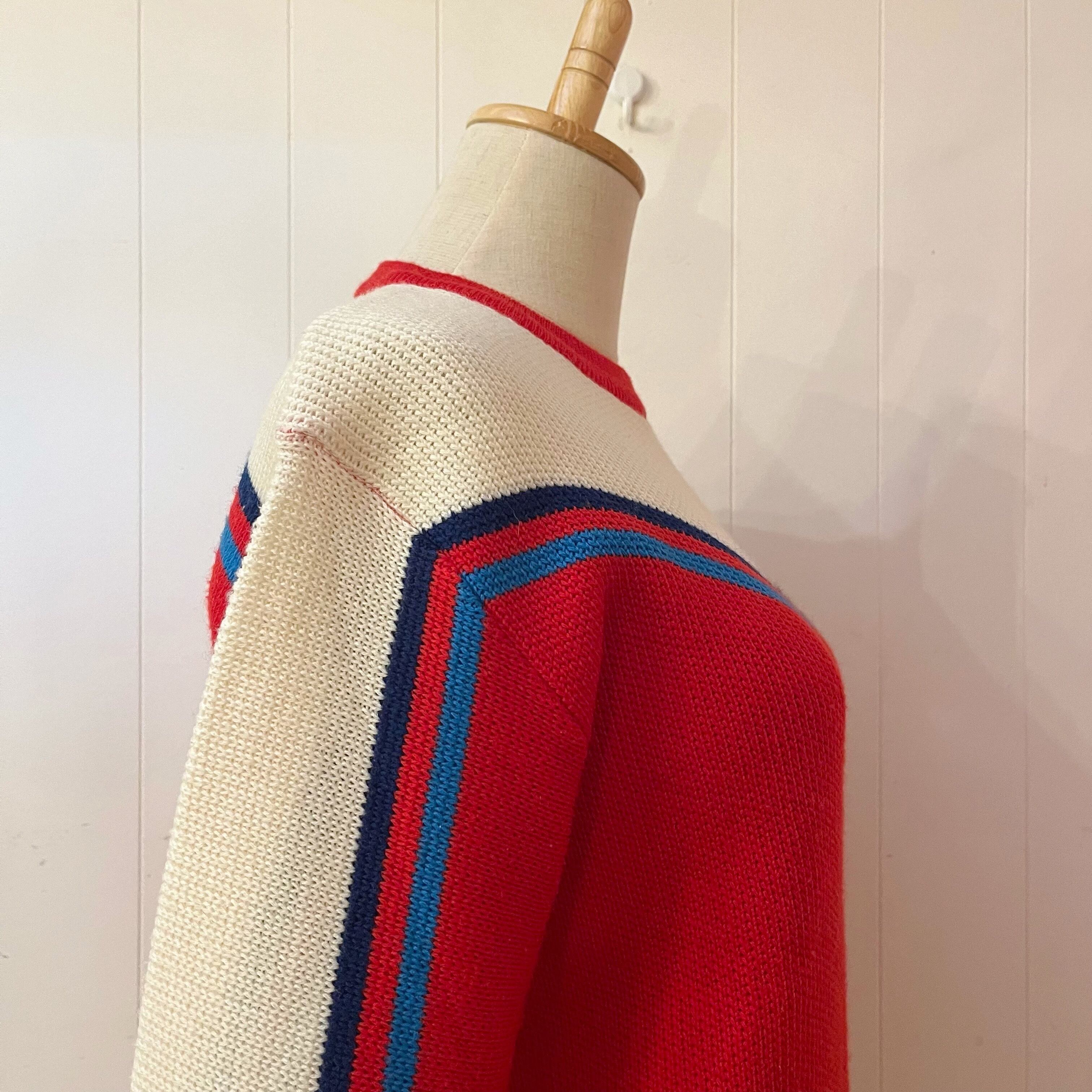red white line jersey knit po