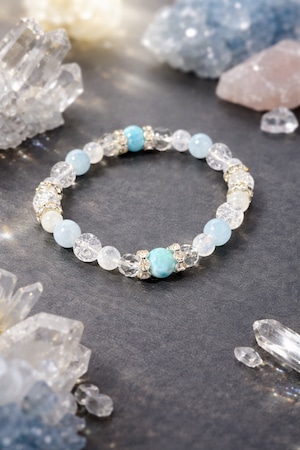 大人気!ラリマー・アクアマリンブレスレット内径15.5cm 大人気!ラリマー・アクアマリンブレスレット内径15.5cm