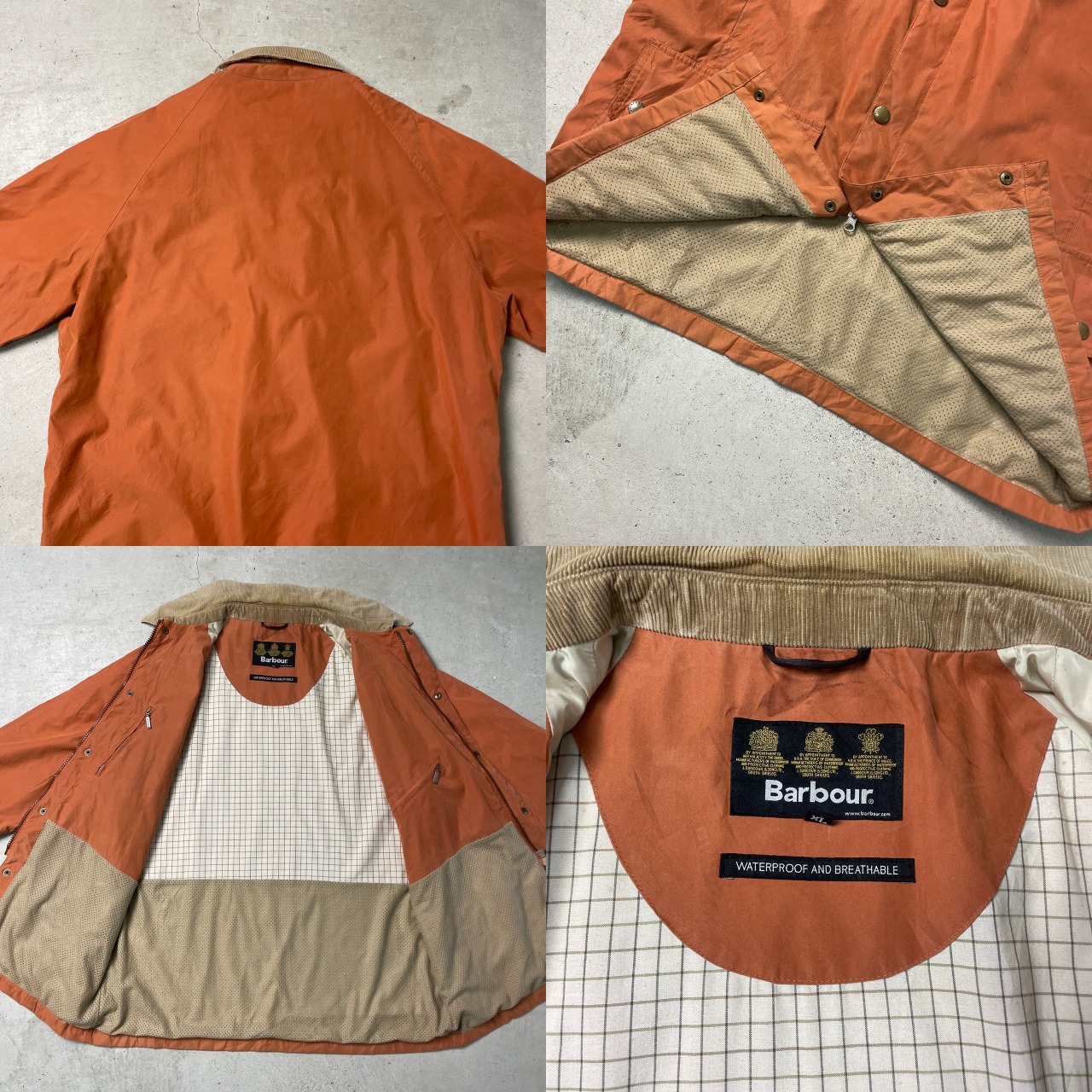 Barbour バブアー WINTER BEAUCHAMP TRAVEL JACKET ハンティングジャケット メンズXL 古着 WATERPROOF AND BREATHABLE チェックライナー オレンジ ワークジャケット オレンジ 公式 古着通販サイト