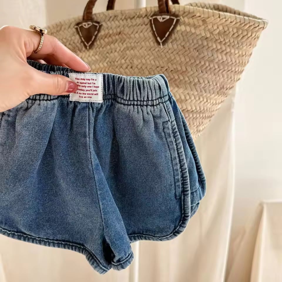 フロントタグデニムショートパンツ