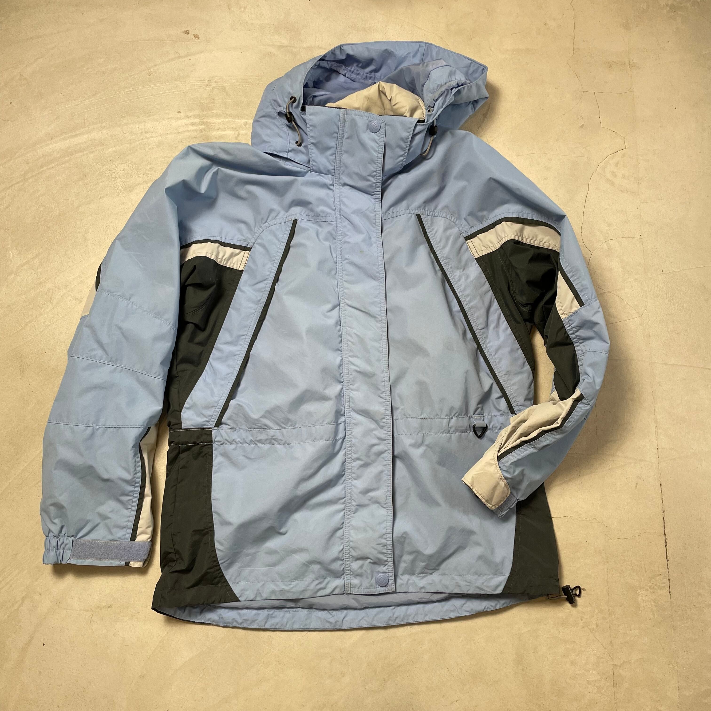 90年代 Columbia コロンビア ハイネック マウンテンジャケット レディースM 古着 ナイロンジャケット 水色 90s ヴィンテージ ビンテージ【アウトドアジャケット】