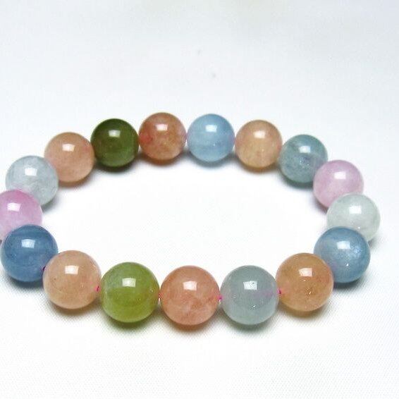 ミックスカラーベリル ブレスレット 13mm 一点物 メール便可 [M便 1/10] 111-48749
