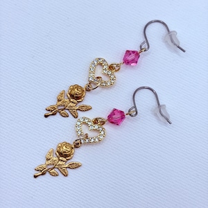 ふだんづかいのためのピアス | 貴和クリスタルとバラのピアス／イヤリング