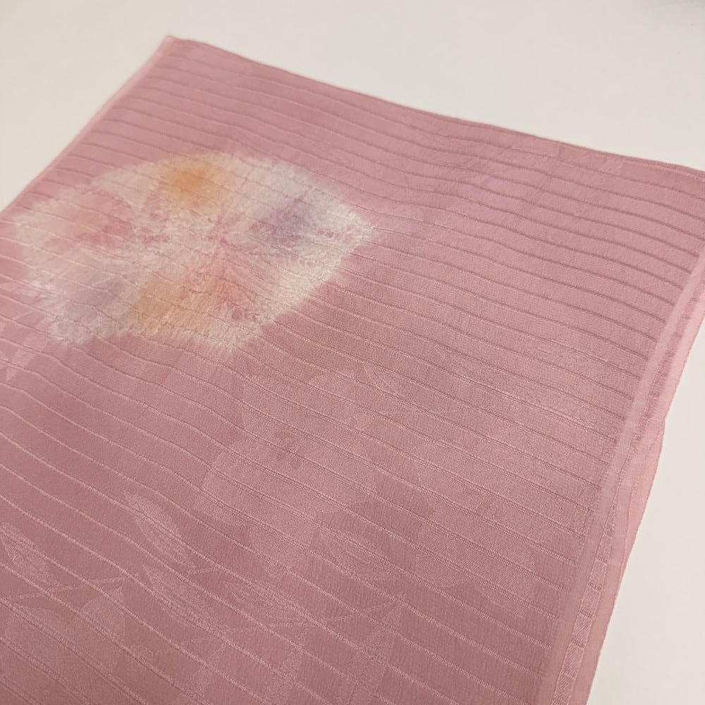 夏帯揚げ 新品 夏用 帯揚 ピンク 小紋 紬 訪問着 普段着用 礼装用 正絹 絹100% 和装小物 5744