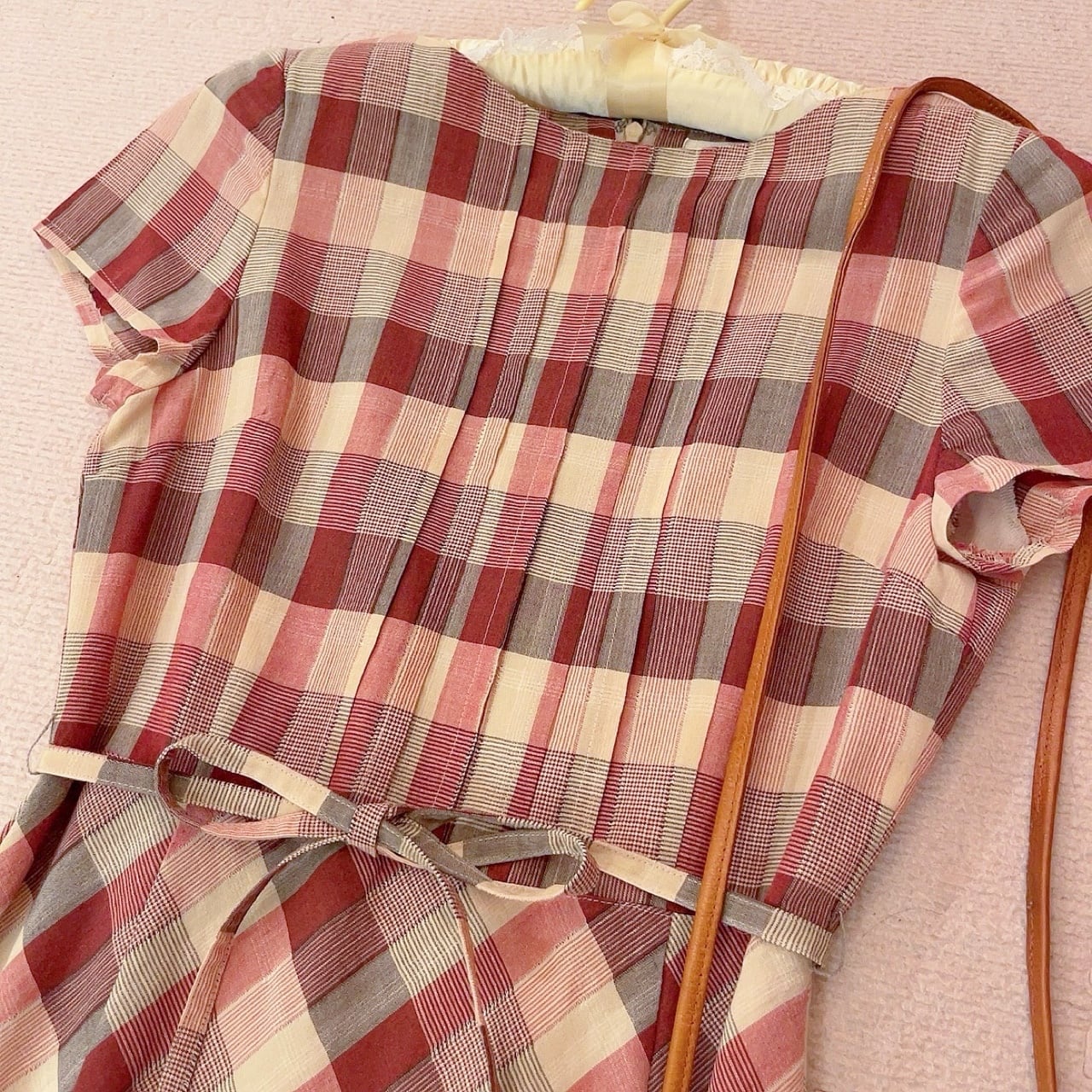 autumn block check one-piece