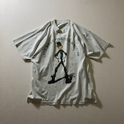 90s シングルステッチ メッセージ Tシャツ 霜降りグレー 古着