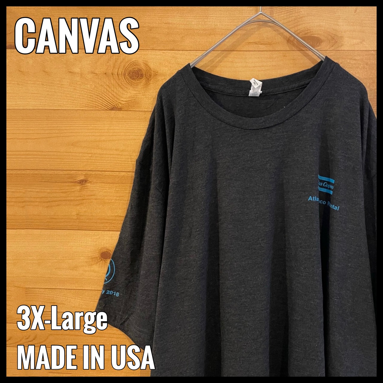 【CANVAS】企業系 Atlas Copco Tシャツ ワンポイント バックプリント 3XL ビッグサイズ 企業ロゴ US古着 アメリカ古着