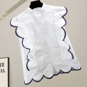 スカラップ カットワークブラウス T0088