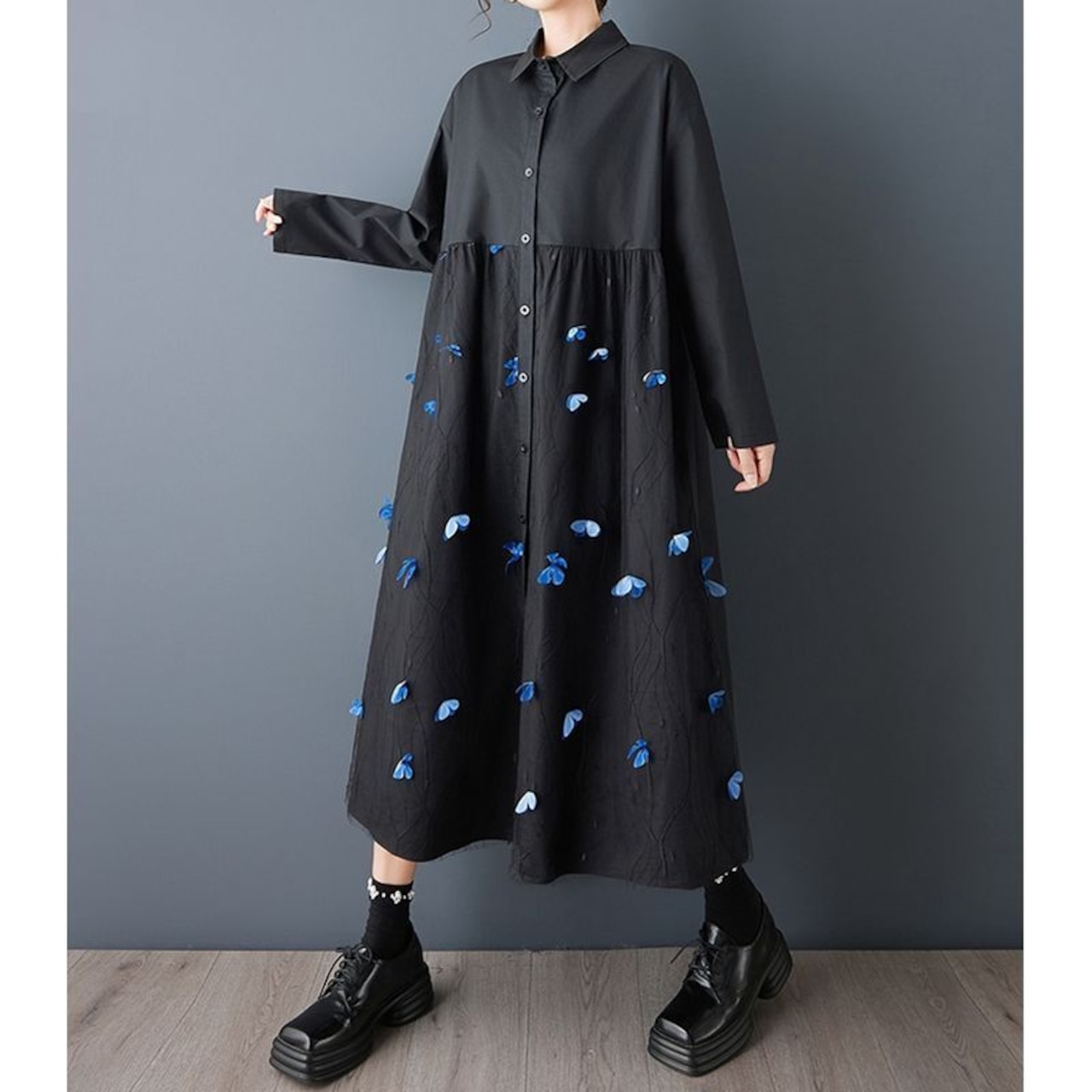 立体 花飾り ワンピース 00334