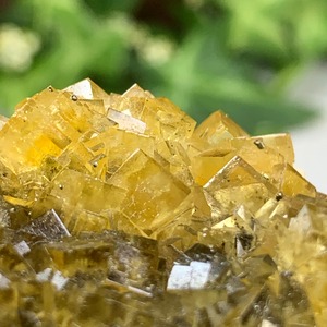 スペイン産☆パイライト共生･イエローフローライト原石クラスター