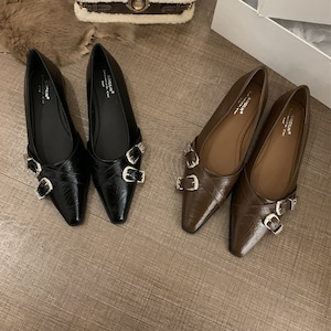 pointed toe belt flat shoes N30448