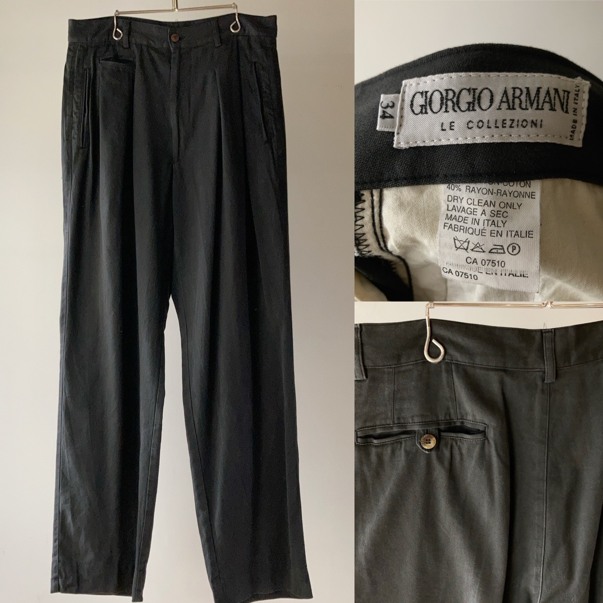 GIORGIO ARMANI 2タックパンツ ブラック ITALY製 W34【0528A51 