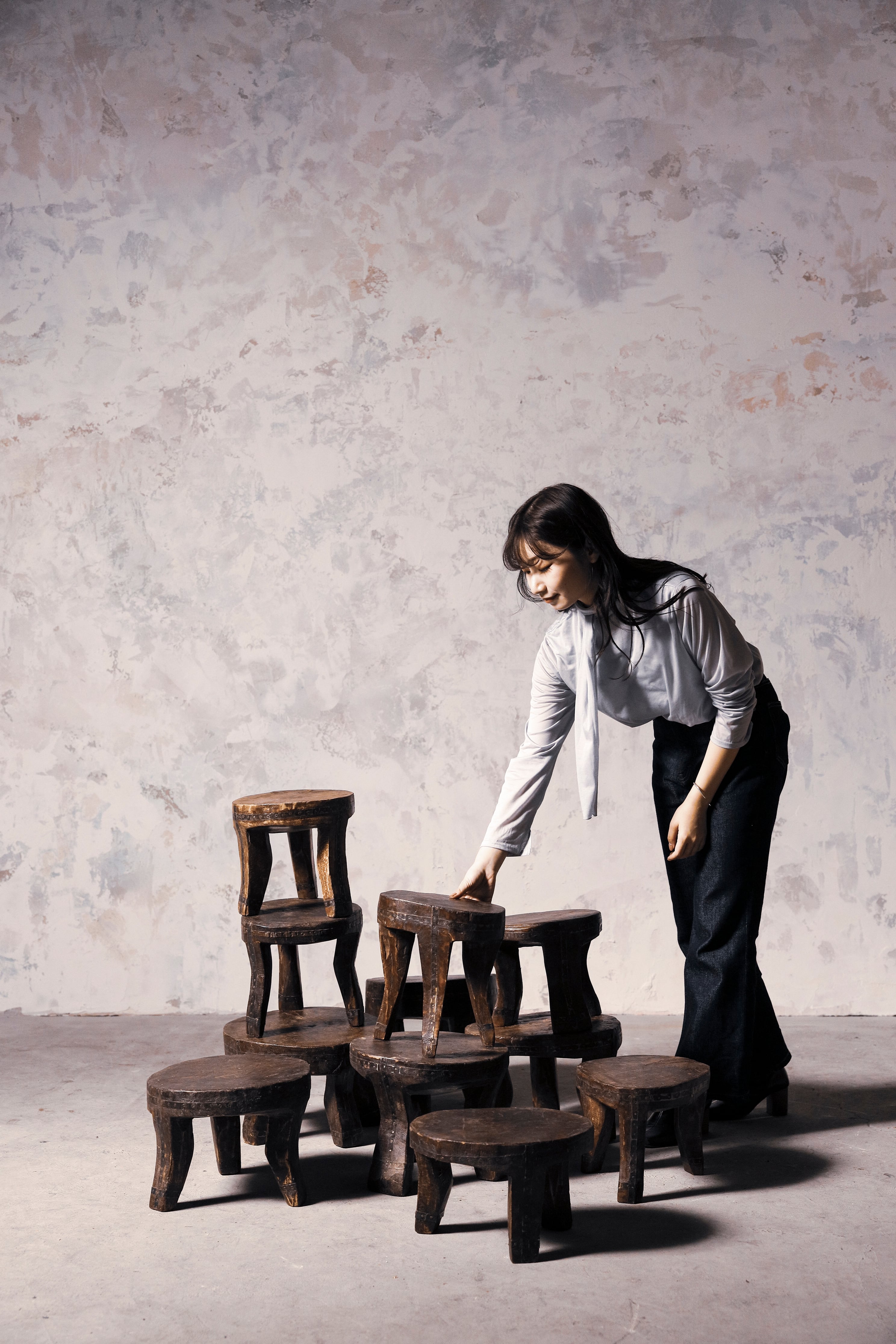 スツール/ロースツール/木製/切り株/腰掛け/ディスプレイ/店舗什器