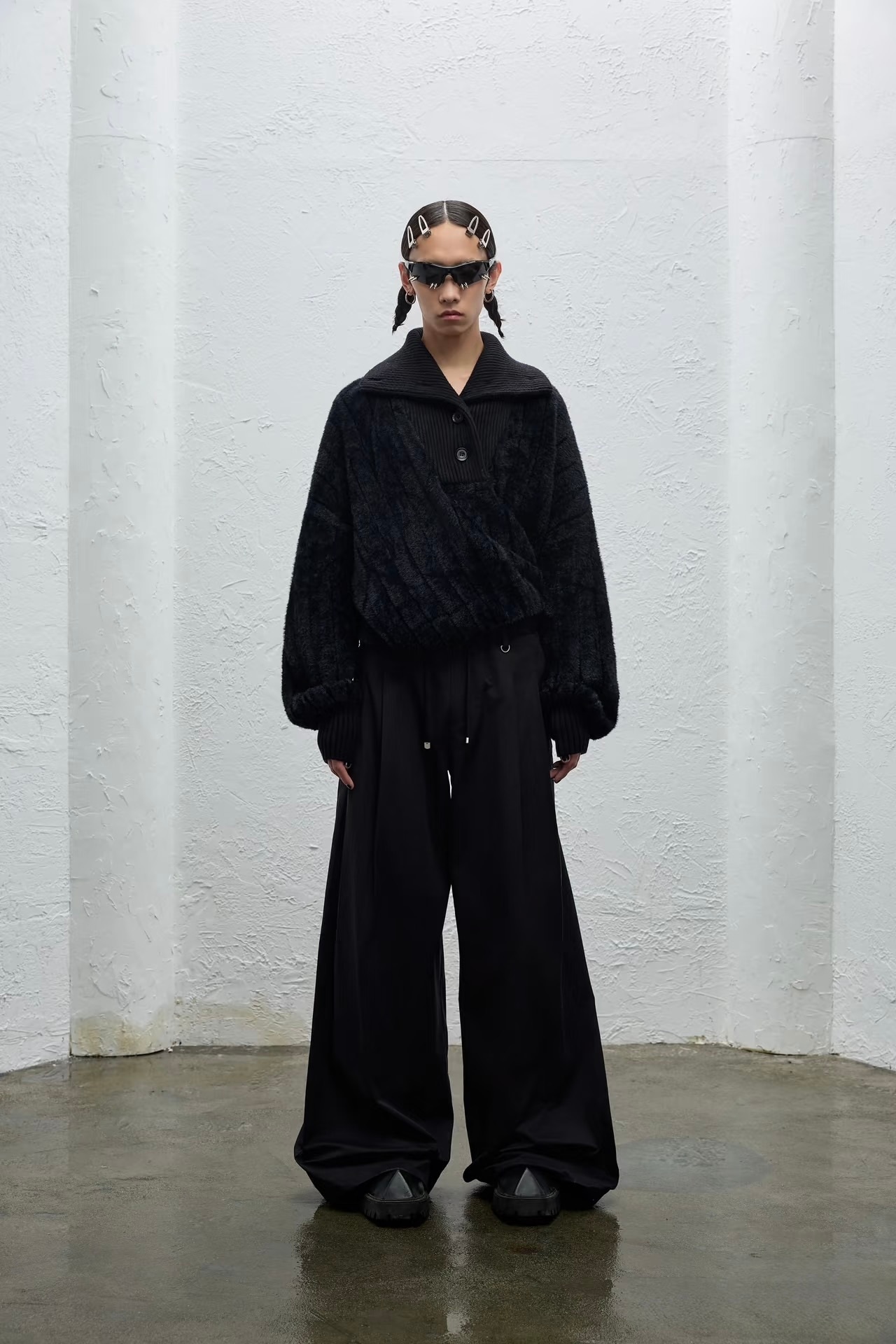 BALIANG Double Waist Drawstring Wide Trousers