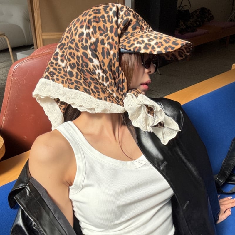 Leopard print scarf cap 00499