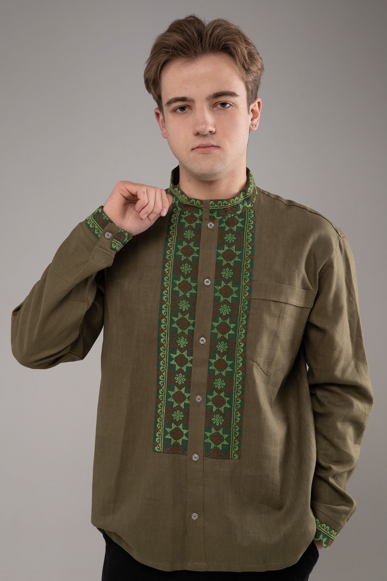 ウクライナ刺繍ヴィシヴァンカ　クロスステッチ手刺繍　Lサイズ　メンズ - 11