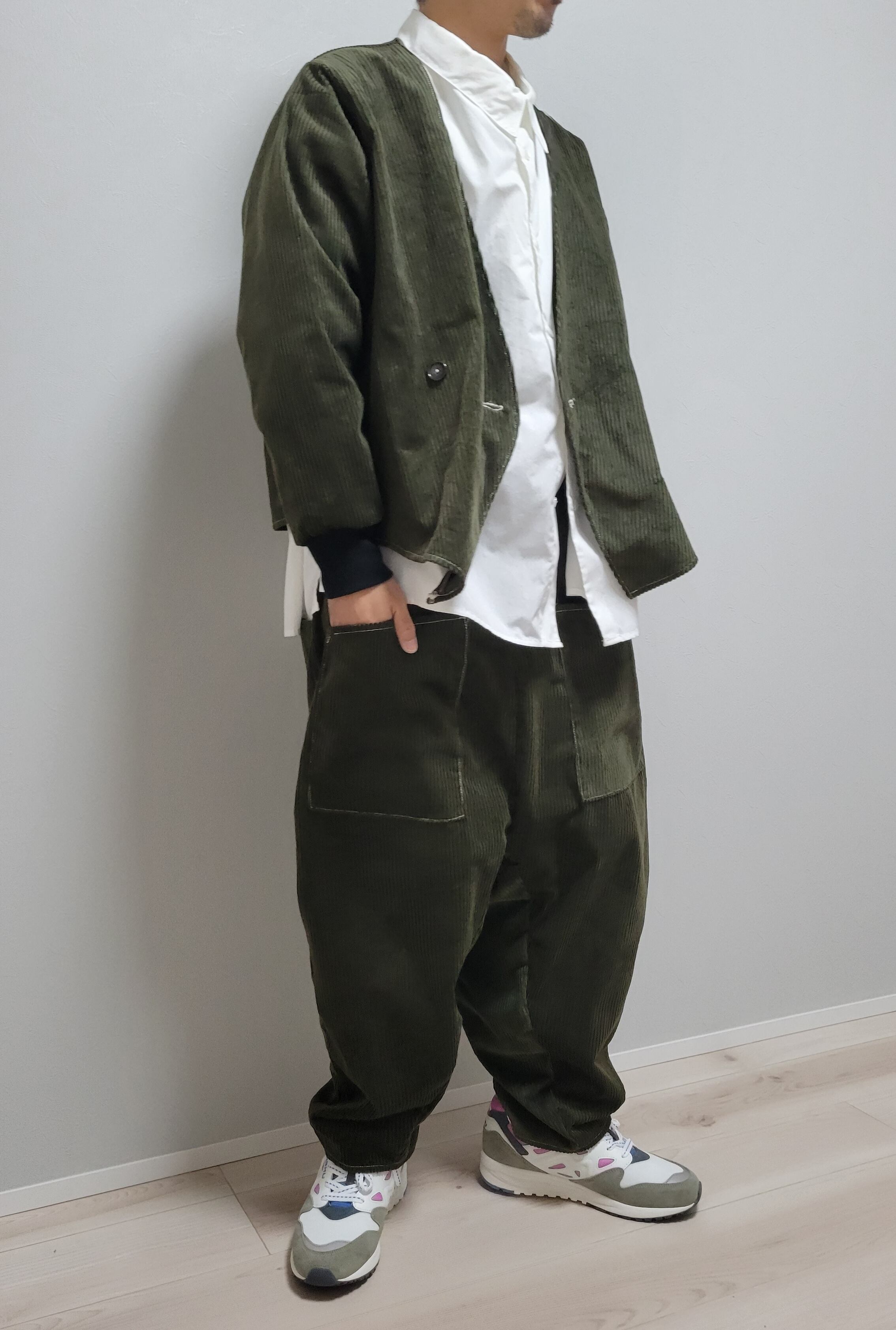 コーデュロイセットアップ グリーン(2401)どんぐりパンツ×ゆるっと