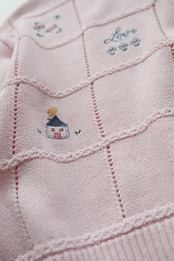 【Kids】Love embroidered pink sweater