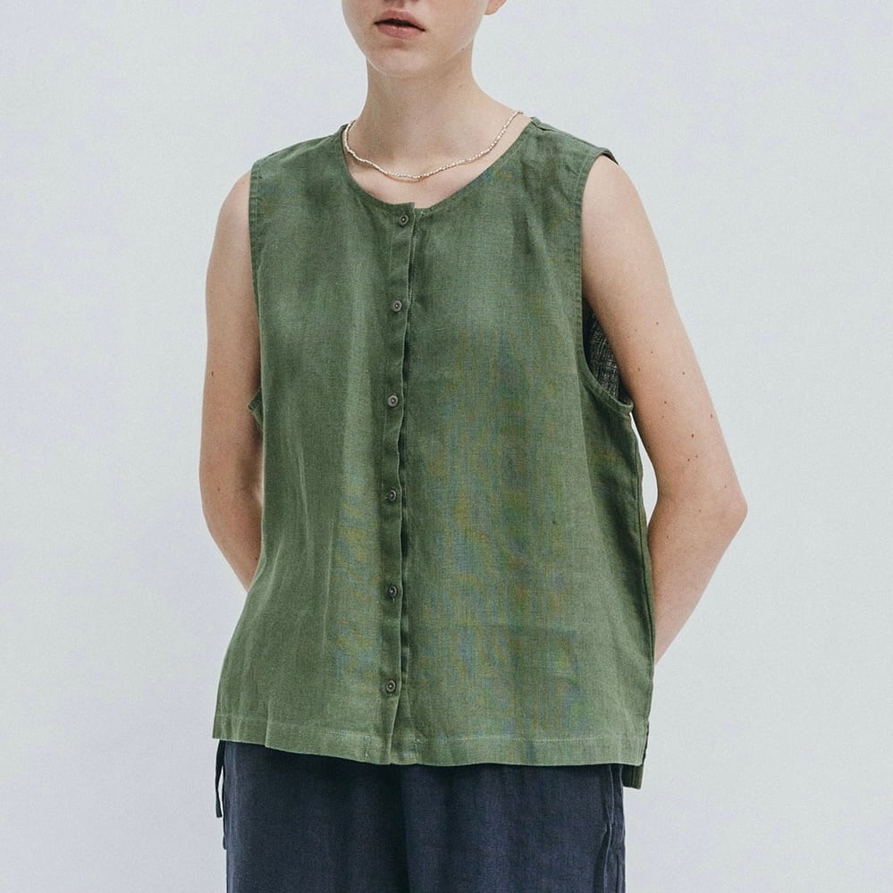fog linen work │アビゲイルジレ・ベスト(リネン100%・普通地)col.シトロネル