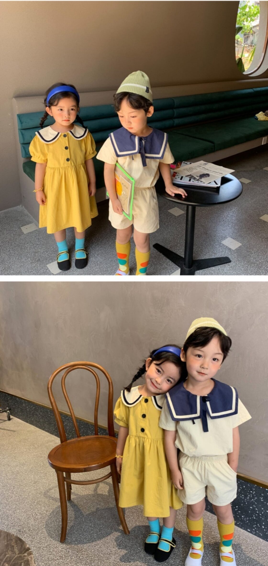 子供服 女の子 ワンピース 男の子 セットアップ 2色 80-130㎝ 姉妹 