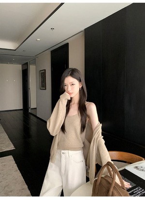 Hooded Cardigan and camisole Set up【H00073】