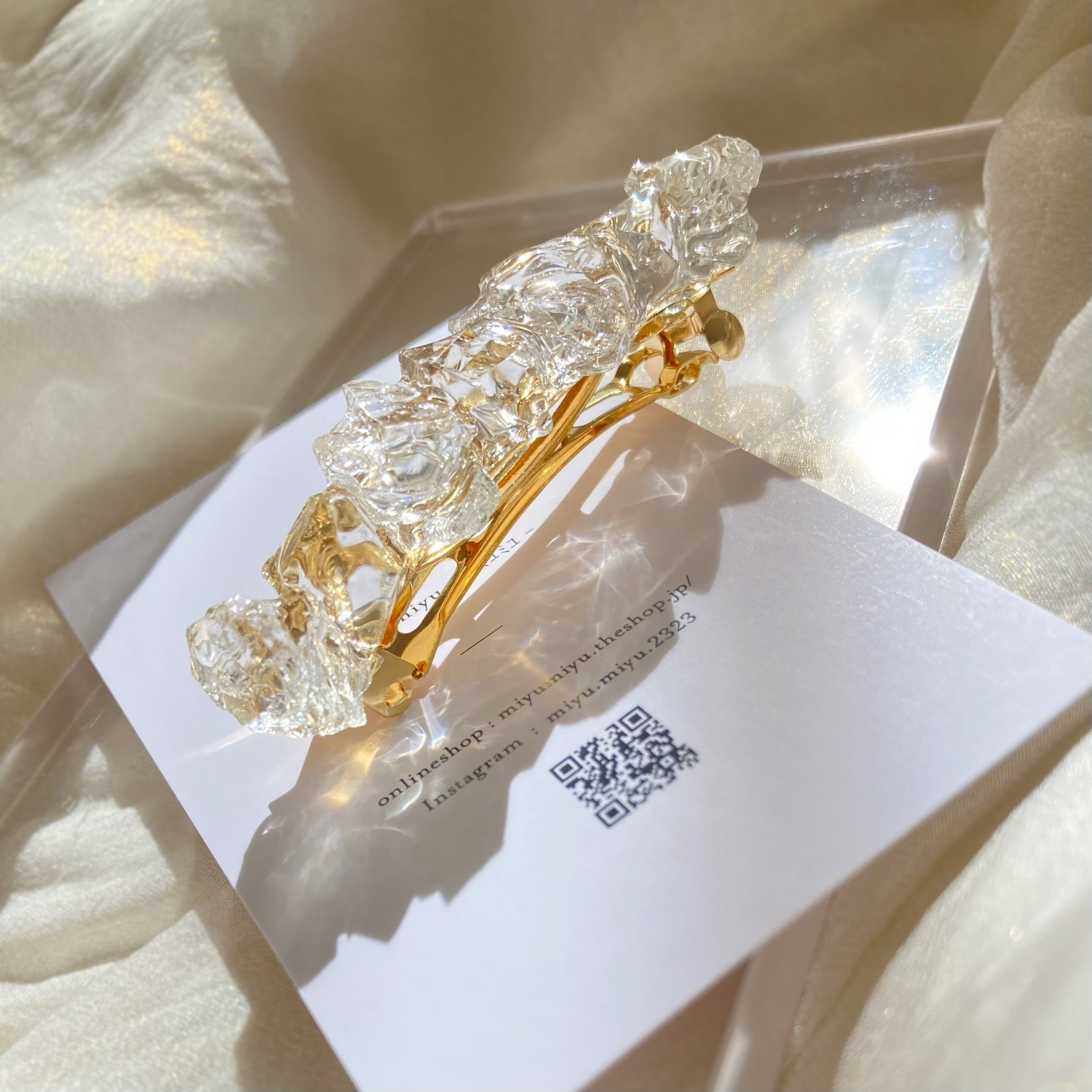 うるうる宝石】バレッタ (clear gold / clear yellow） | miyu.miyu