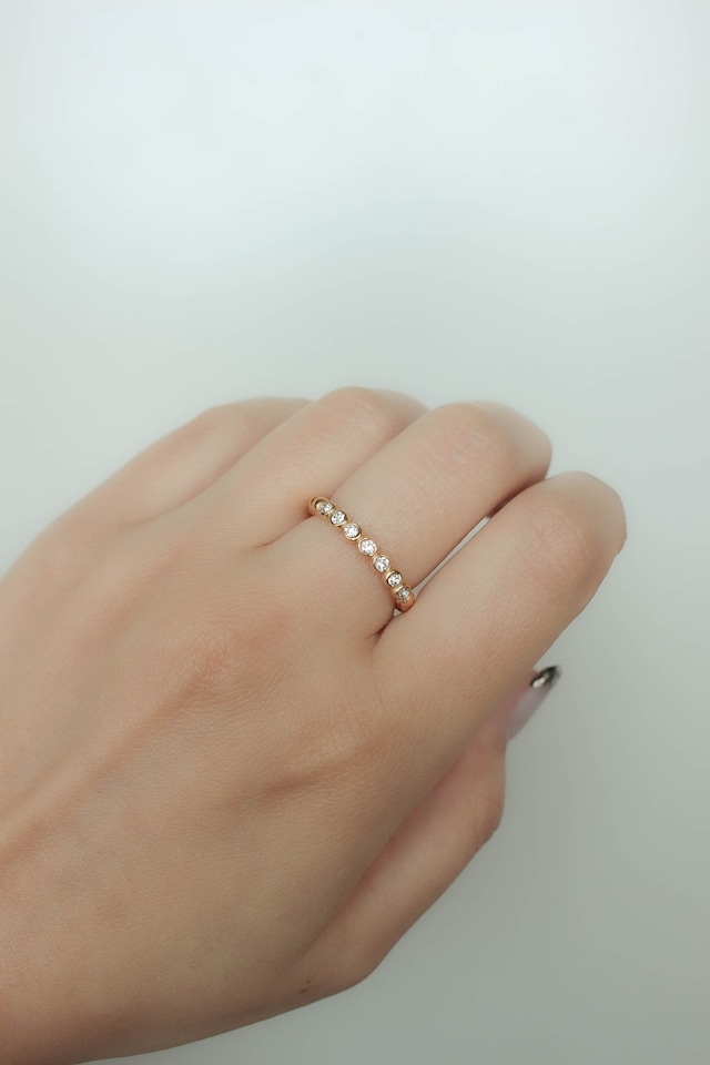 Open Beads Half Zirconia Ring