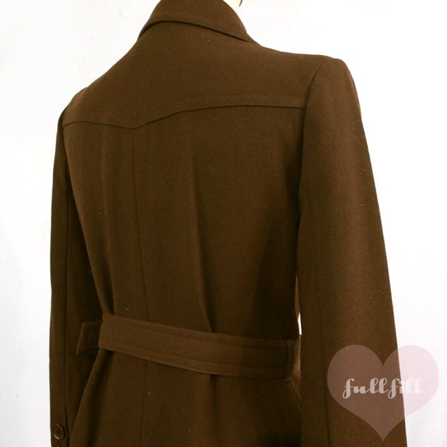 ベルト付き ブラウンフレアウールコート 古着 | FULLFILL