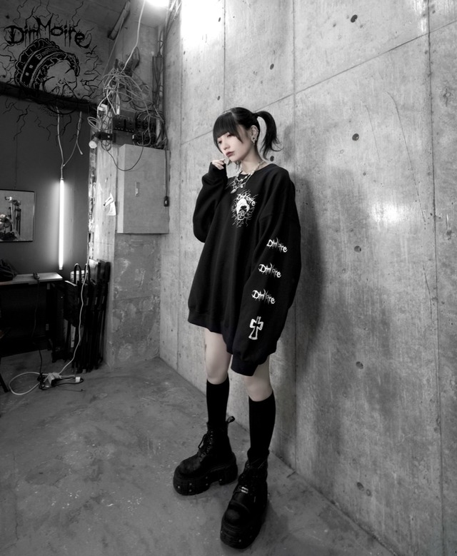 Skullロゴトレーナー【Black】