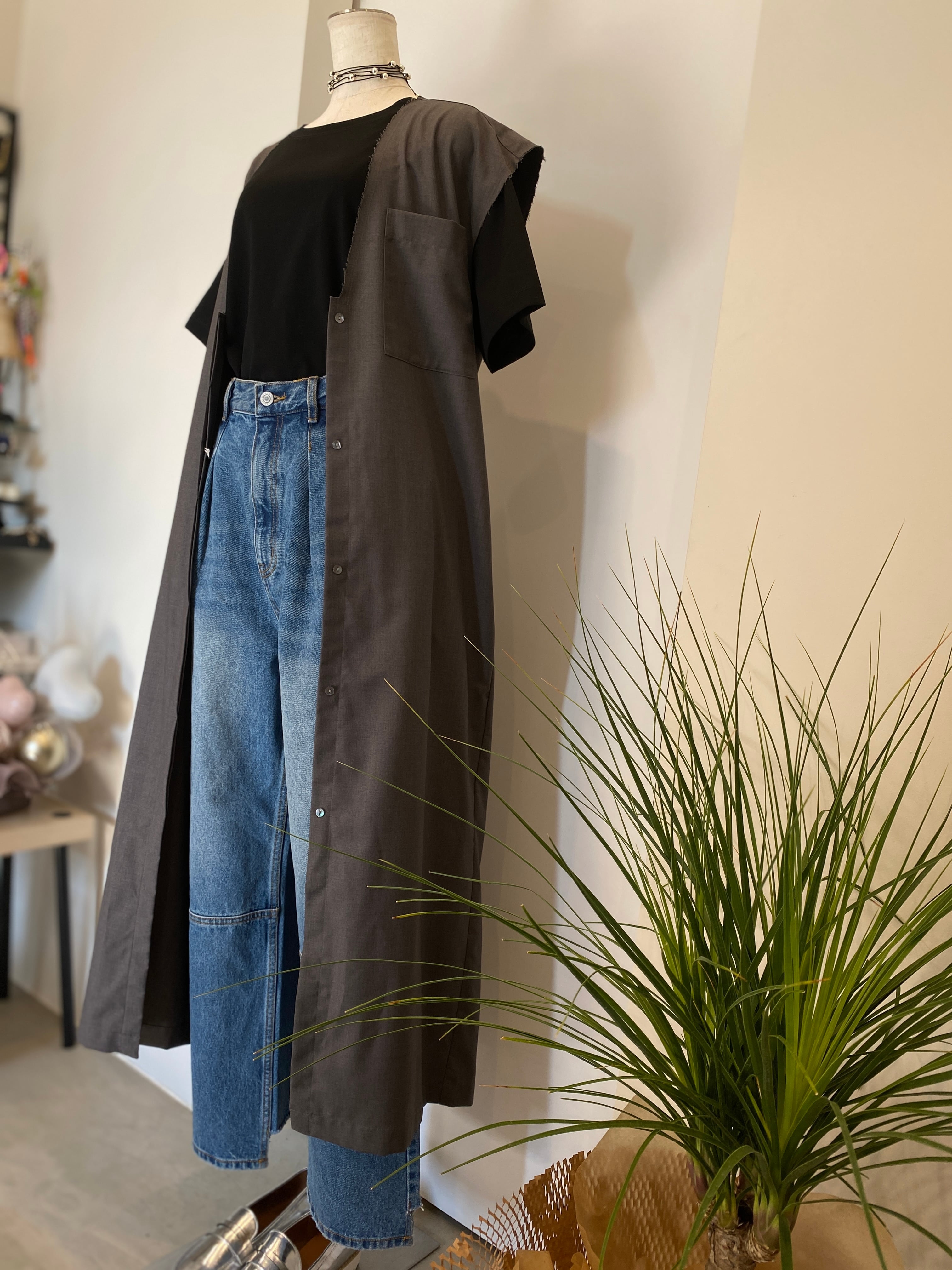 YENN】ハイライズタックワイドデニム／HIGH RISE TUCK WIDE PT [Y253