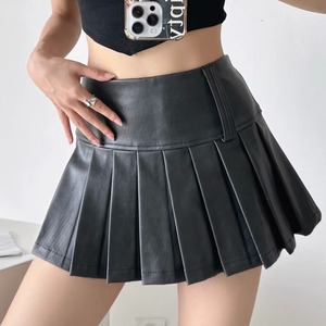 pleated fake leather mini skirt la2370