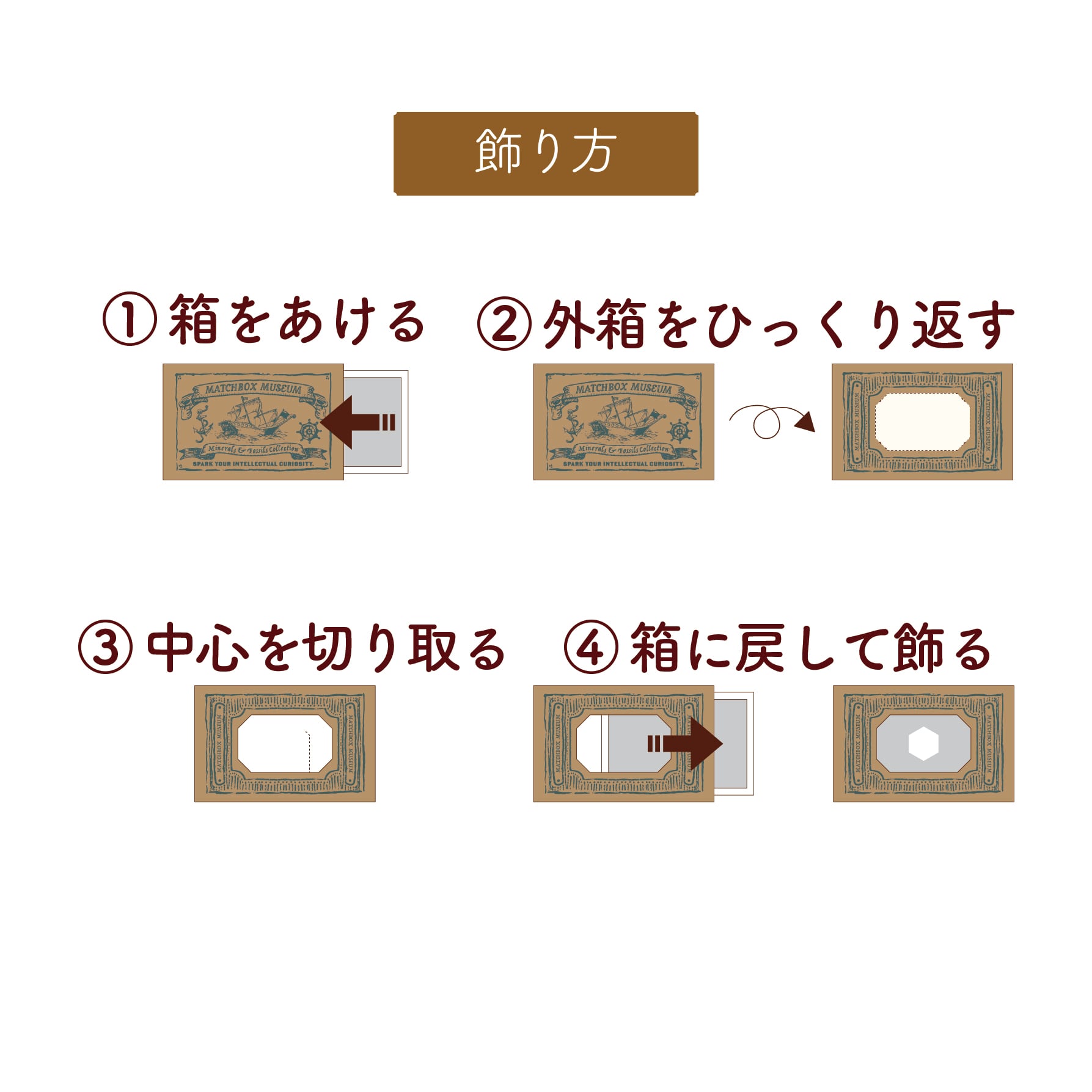 マッチ箱博物館 鉱物と化石のコレクション（3個入りセット） | MNH