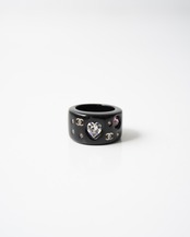 〈CHANEL〉CC Mark Heart Rhinestone Ring 2004AW