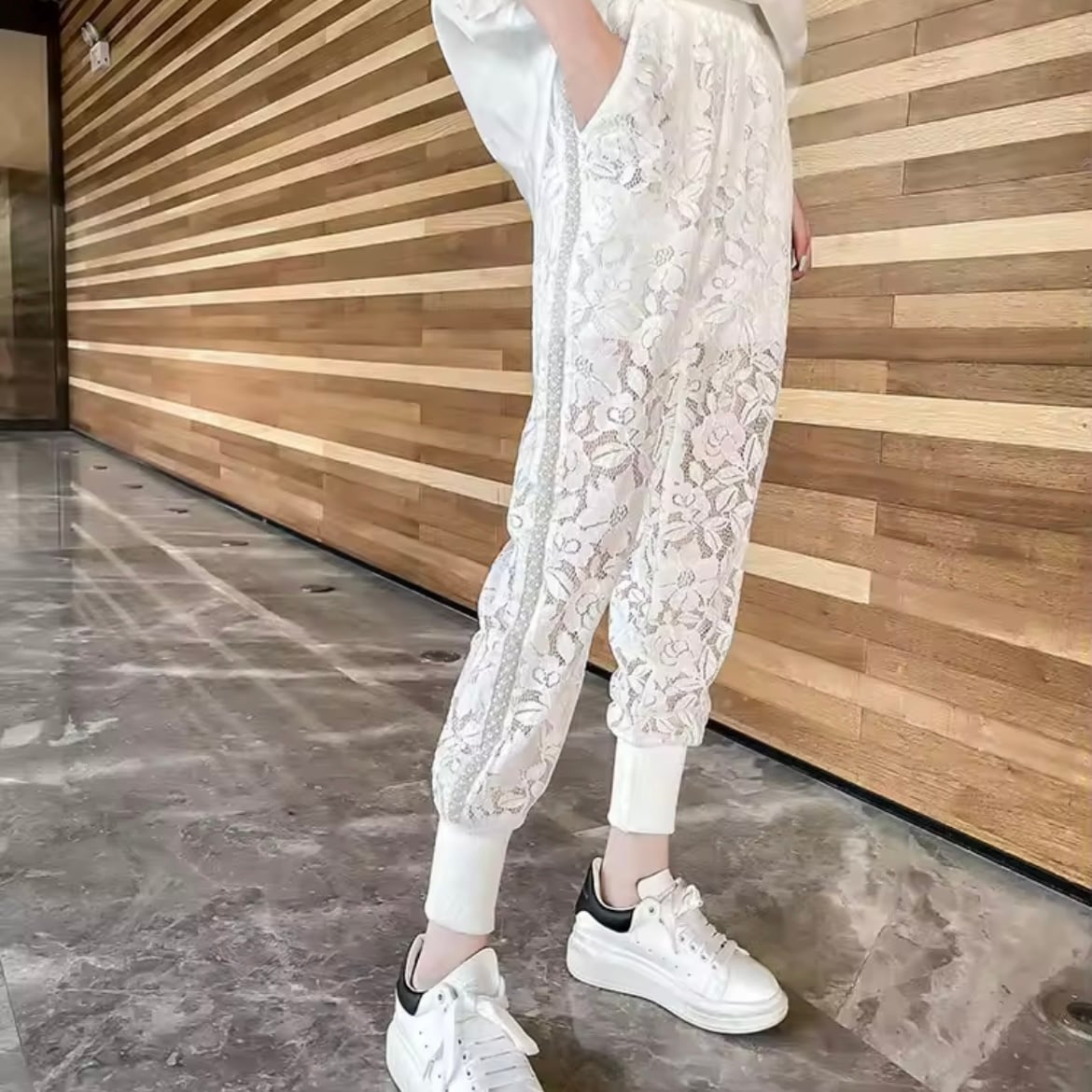 lace lady work pants