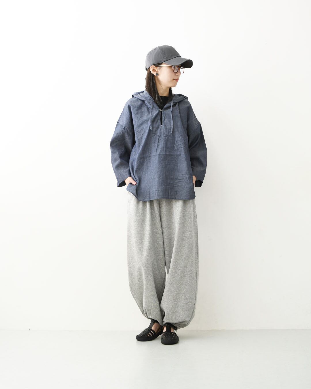 mizuiro ind [ミズイロ インド] fleece drawstring hem PT [1-260104