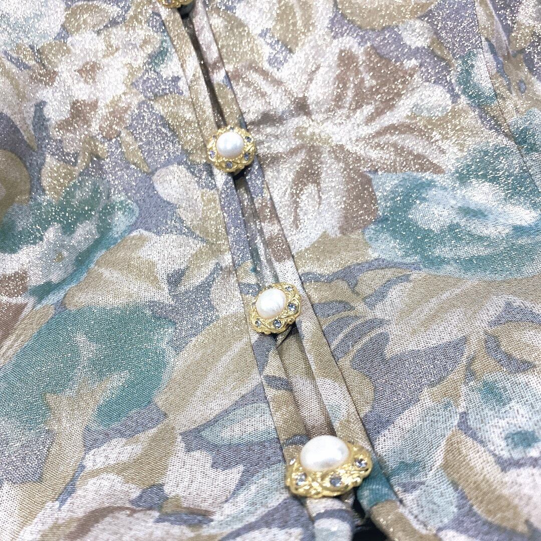 ヴィンテージジャケット / 日本製ラメゴールド花柄長袖ノーカラージャケット | JVINTAGE ジェイヴィンテージ