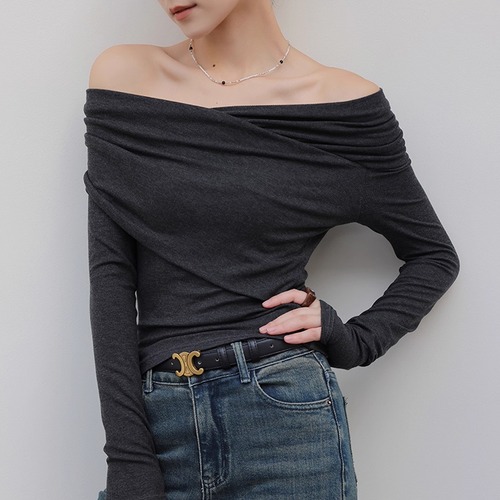 2色／オフショルニットトップス ・19709