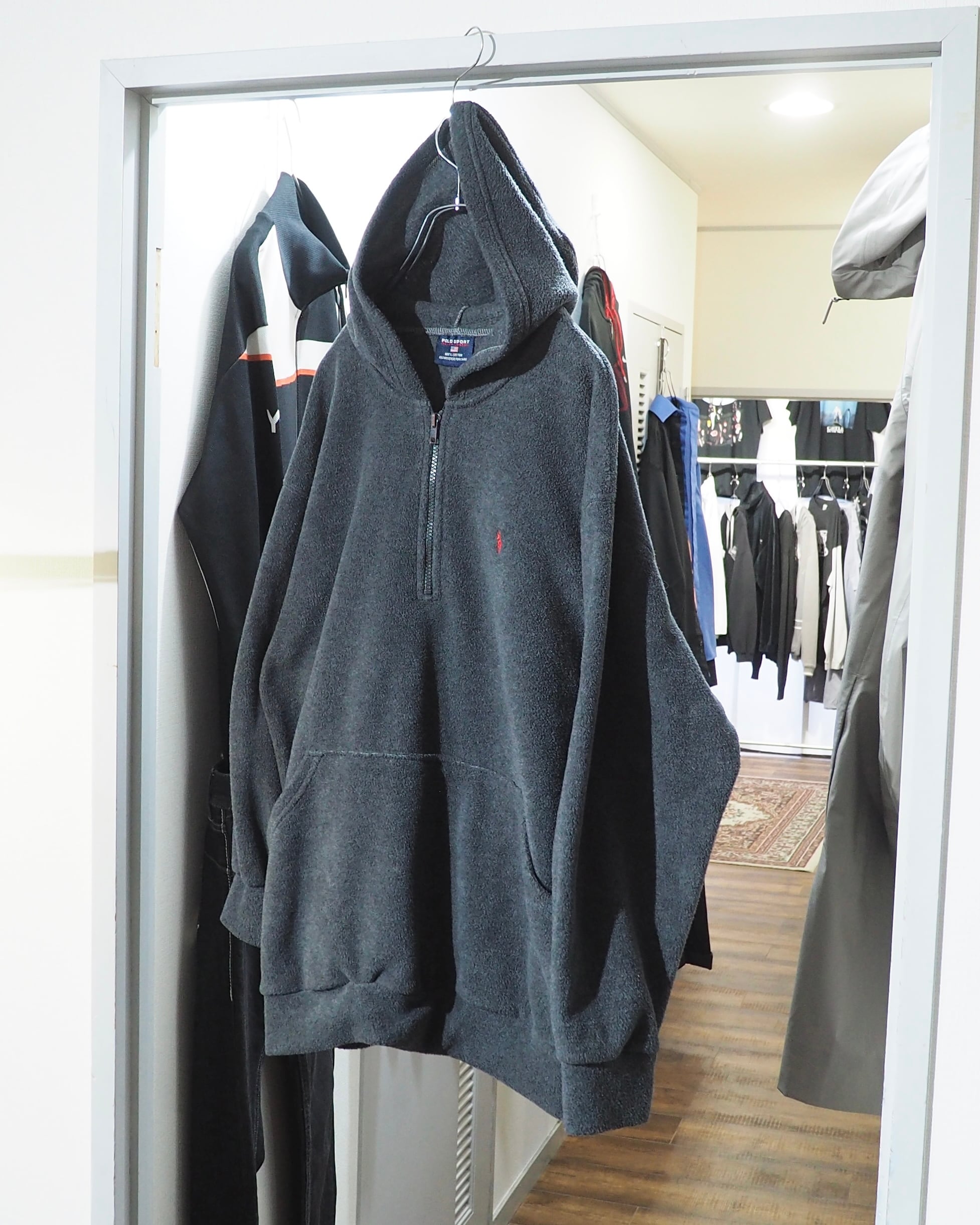 1990s " POLO SPORT - RALPH LAUREN " ” 赤ポニー ” Embroidery vintage fleece half zip Hoodie ポロスポーツ ラルフローレン ハーフジップフリースフーディ