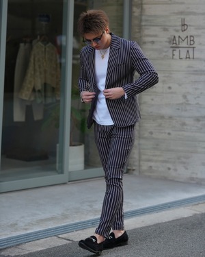 BELINDA STRIPE PANTS BLACK【BEL25-001B】