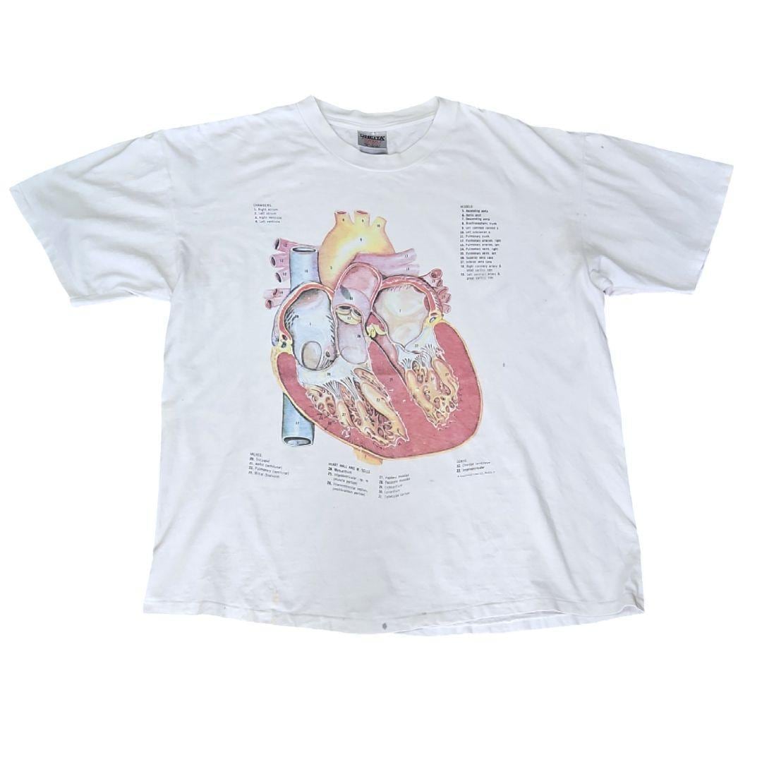 Vintage 解剖学 心臓Tシャツ 90s oneita 白 アナトミー Vintage 解剖学 心臓Tシャツ 90s oneita 白 アナトミー