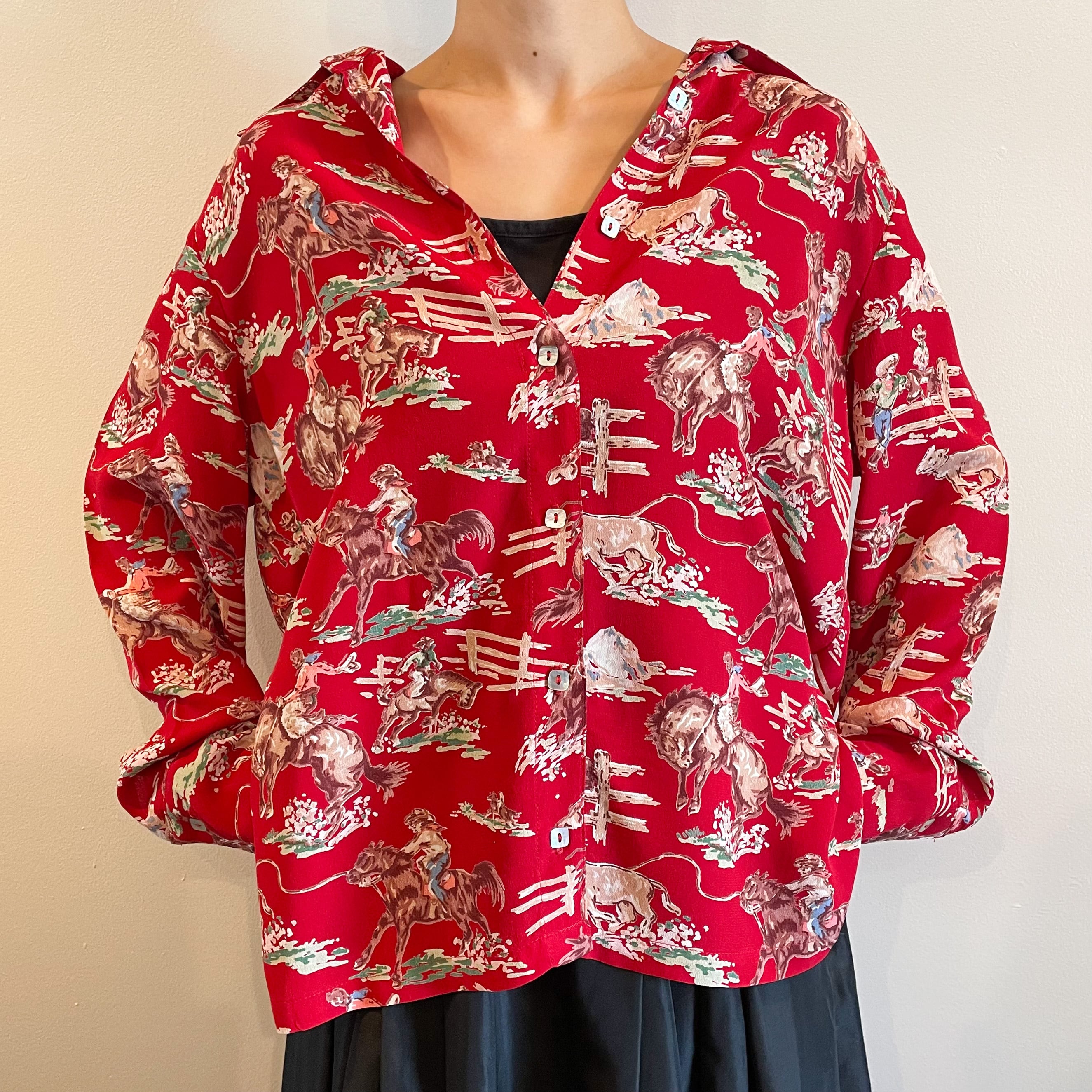 カウボーイ柄 レーヨン シャツ | Monique vintagestore 古着の カウボーイ柄 レーヨン シャツ | Monique vintagestore 古着の