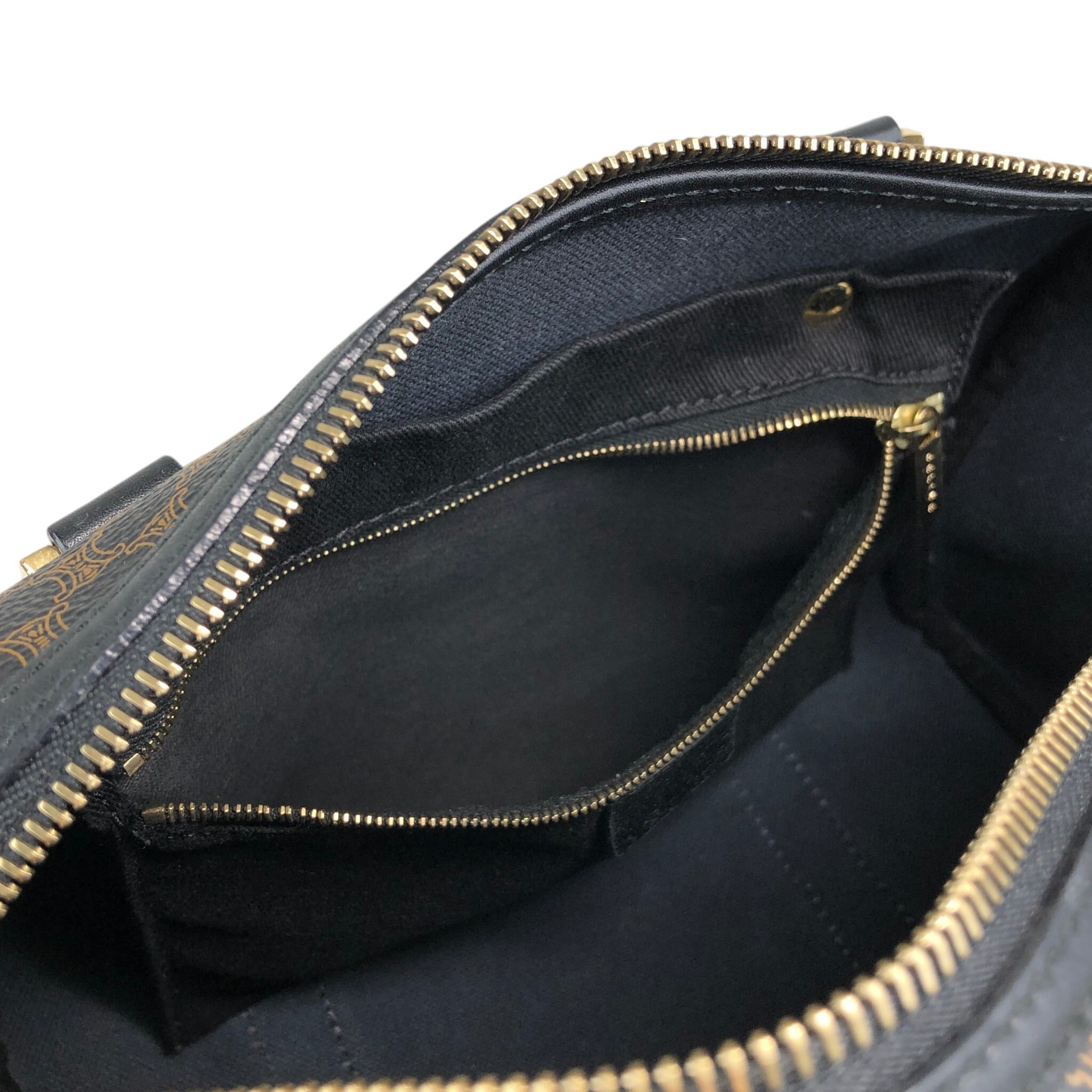 CELINE セリーヌ マカダム ハンドバッグ ブラック PVC レザー ミニ