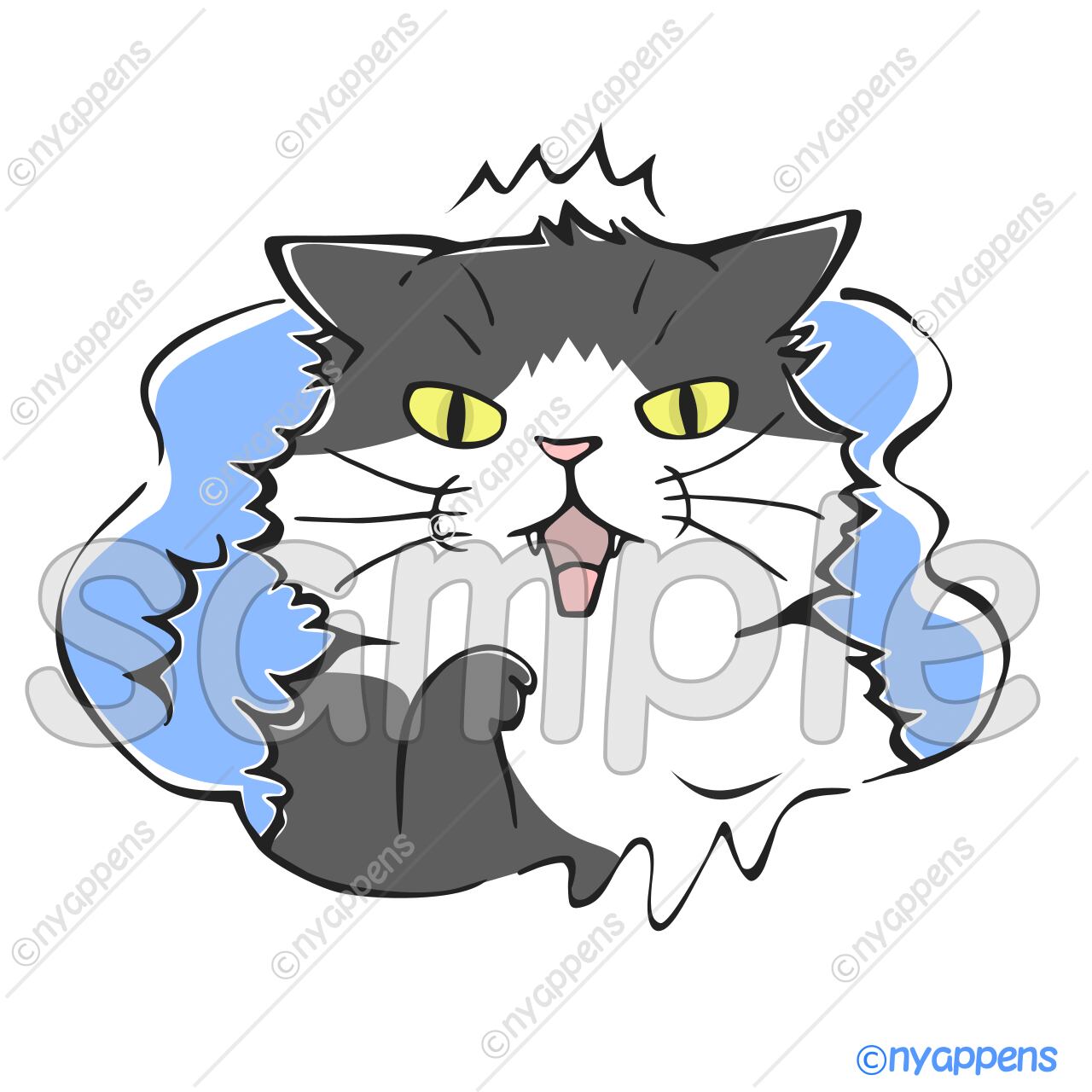 【商用利用OK】ほのぼの手書き猫イラスト<S3>ギクっ!