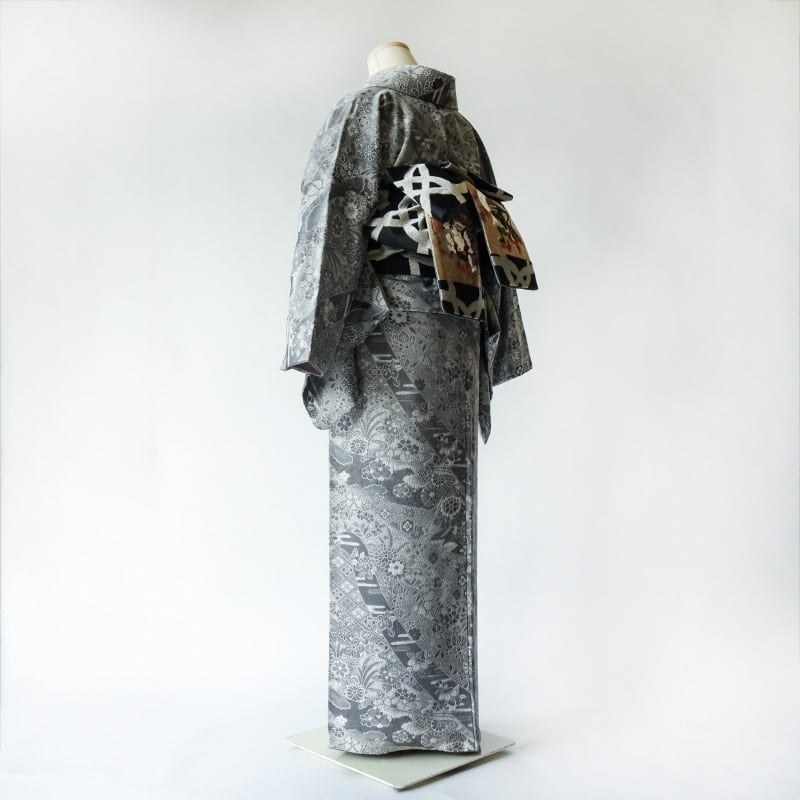 風神雷神の半幅帯 金襴と輸入生地 & 黒綿刺繍レース 帯揚げ風 風神雷神の半幅帯 金襴と輸入生地 & 黒綿刺繍レース 帯揚げ風