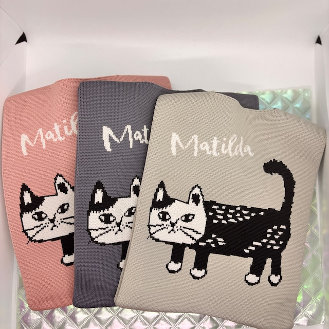 ニットトートバッグ マチルダさん柄 猫